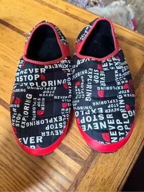 The North Face Black & Red Quilted Slip-On Loafers
